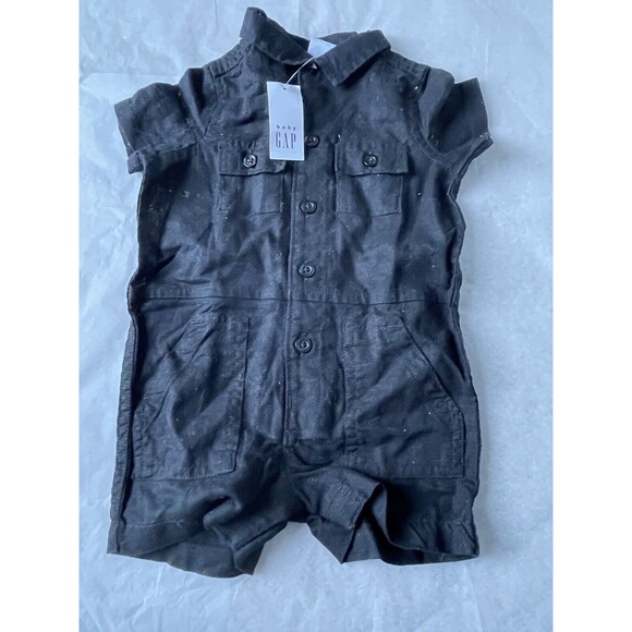 Baby Gap Boys Romper One Piece Outfit Size 0-3 Months. Classic Black Nwt - Picture 1 of 2